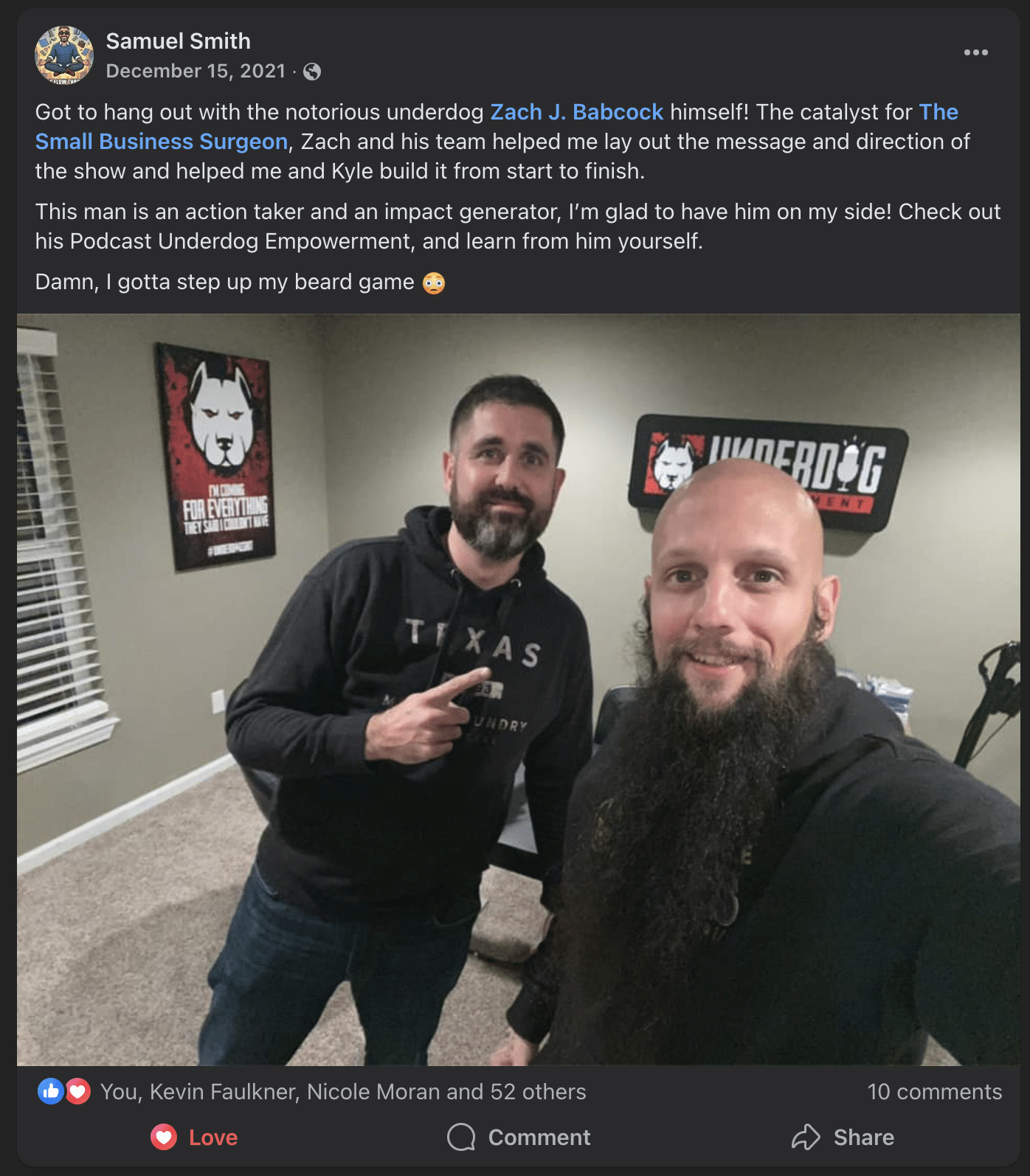 Client testimonial for Zach Babcock podcast authority building